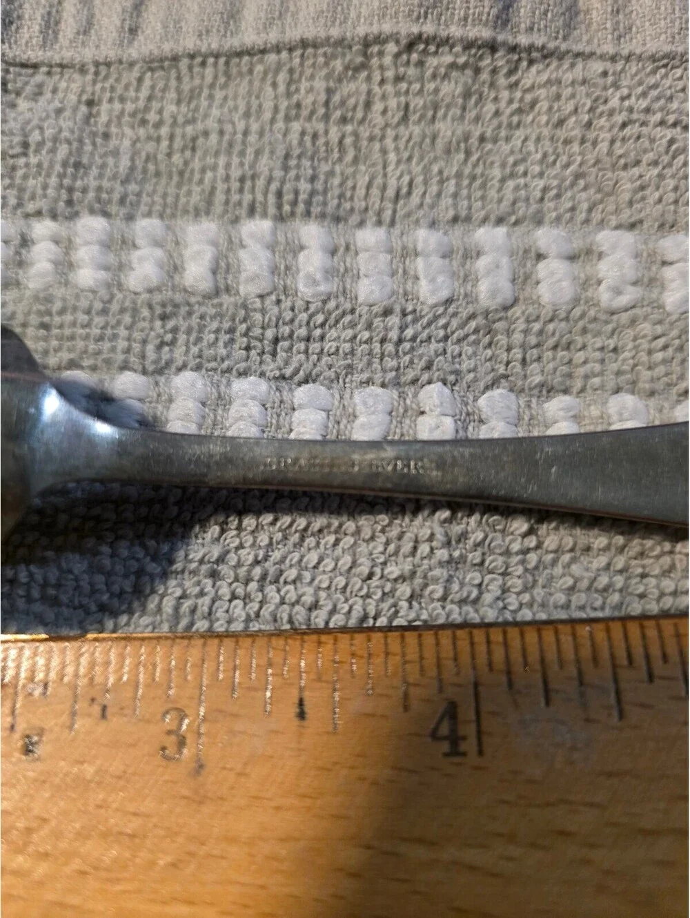 Antique 1847 Rogers Bros Silverplate Teaspoon Beaded Monogram 5.5